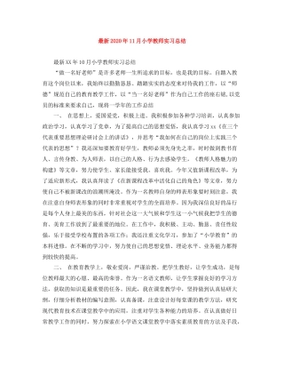 2020年11月小学教师实习总结
