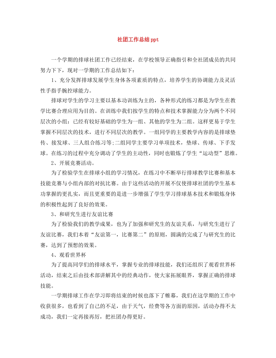 社团工作总结ppt _第1页