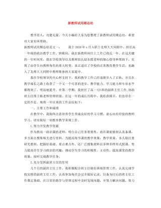 新教师试用期总结