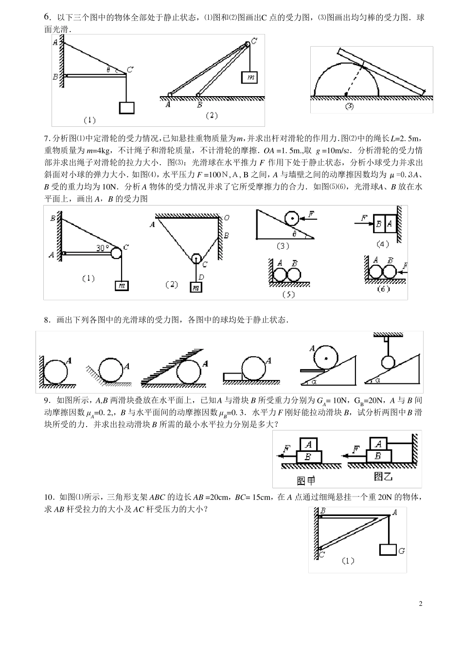 高一物理受力分析专题训练含答案_第2页