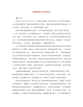 培训师年终工作总结开头