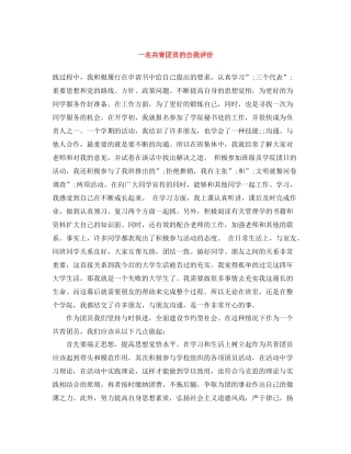 一名共青团员的自我评价