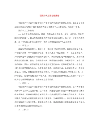 团员个人工作总结报告