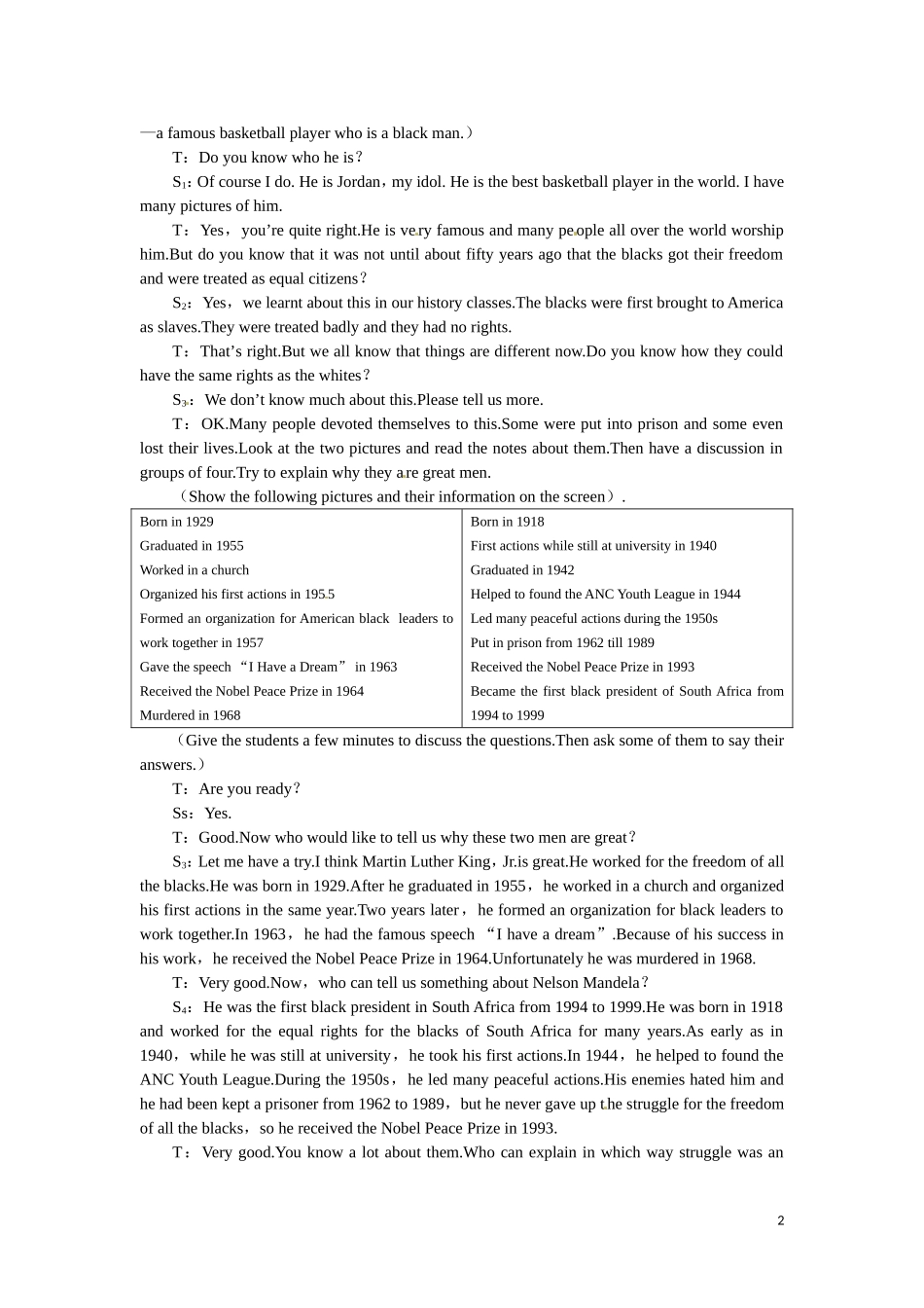 高中英语Unit5NelsonMandela—amodernherothe1stperiod_第2页