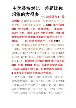 中美经济对比,差距比你想象的大得多