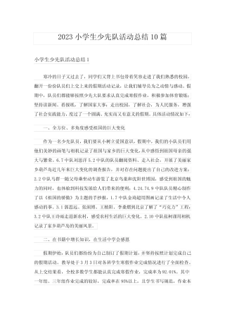 2023小学生少先队活动总结10篇 