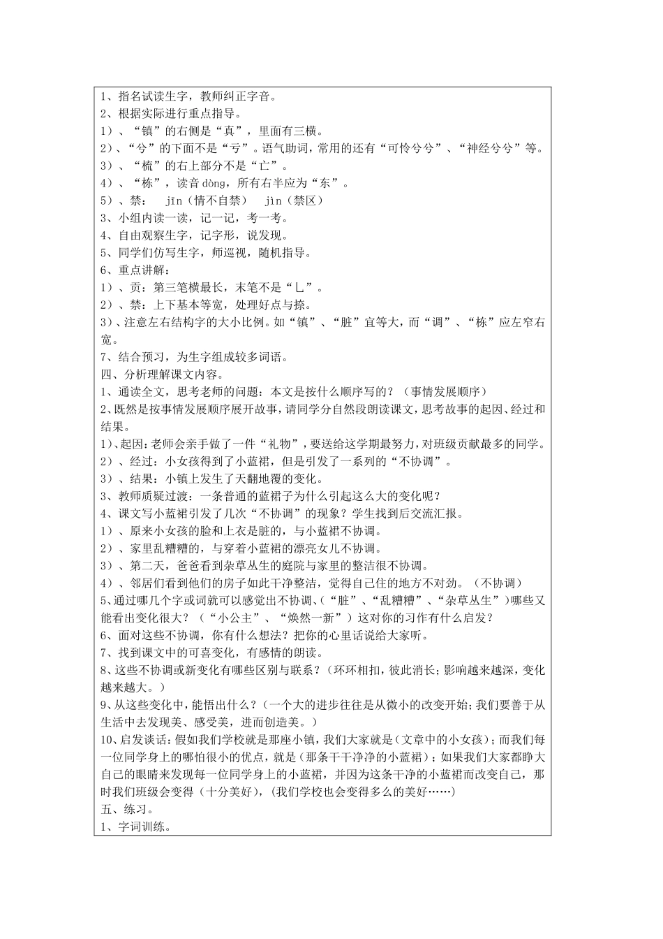 《小蓝裙的故事》教学设计_第2页