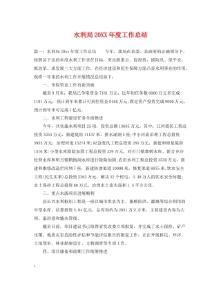 水利局度工作总结