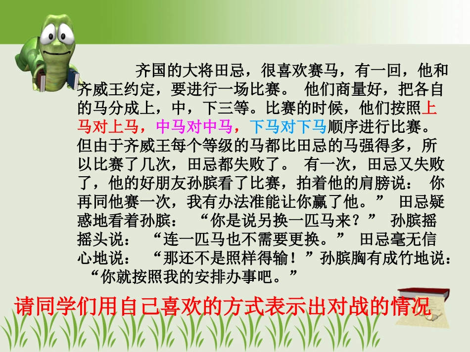 人教版四年级数学上册第7章数学广角73田忌赛马PPT课我我我件(1)_第3页