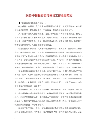 国银行实习柜员工作总结范文