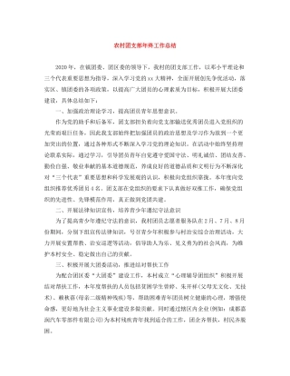 农村团支部年终工作总结