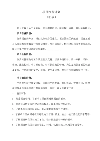 项目执行计划