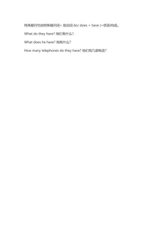 特殊疑问句由特殊疑问词+助动词dodoes+have(+状语)构成