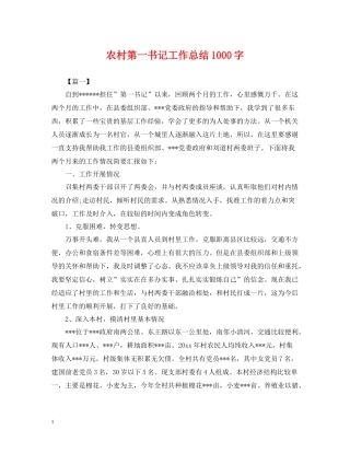 农村第一书记工作总结1000字
