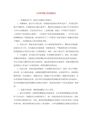 上半度工作总结范文