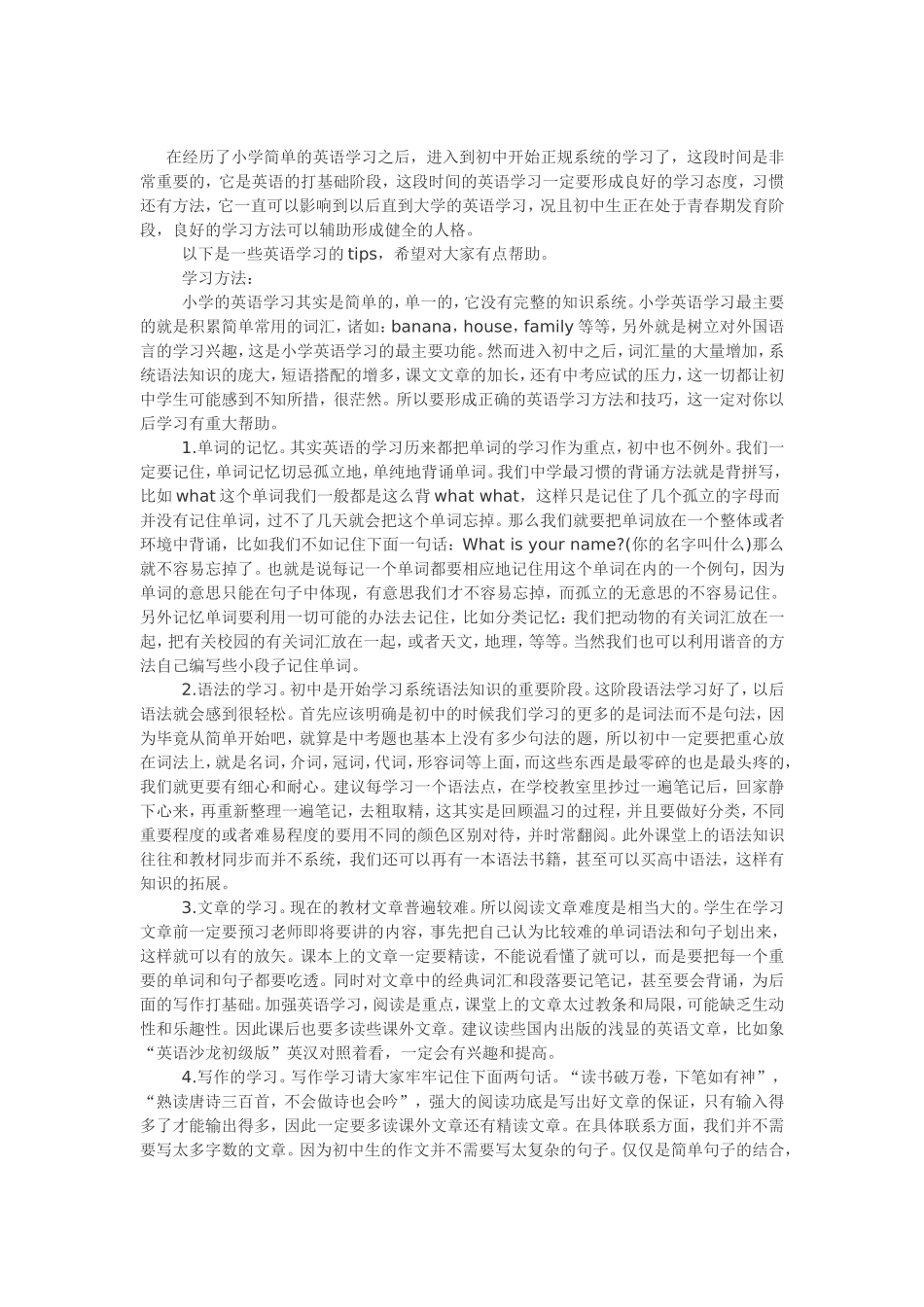 初中英语学习方法与技巧_第3页