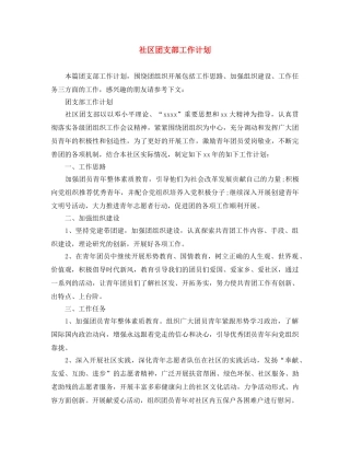 社区团支部工作计划 