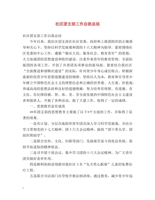 社区团支部工作自我总结 