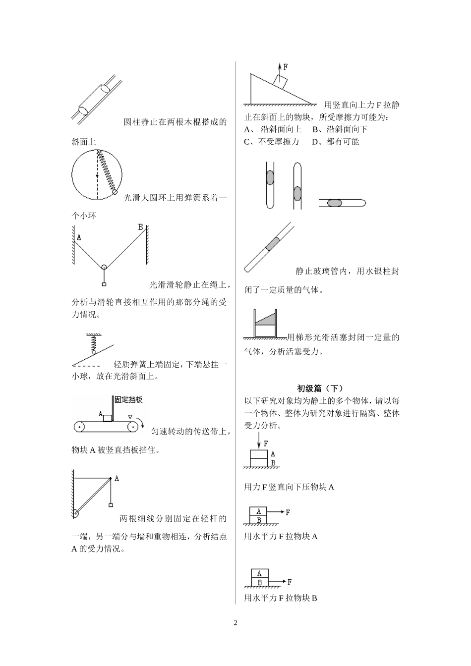 受力分析画图基础练习_第2页