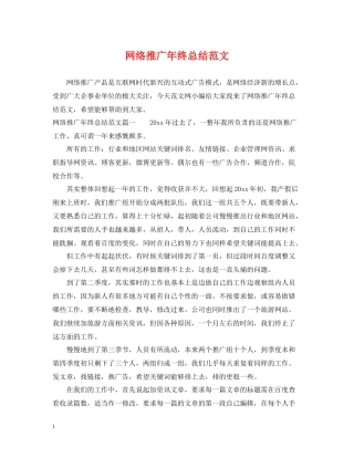 网络推广年终总结范文