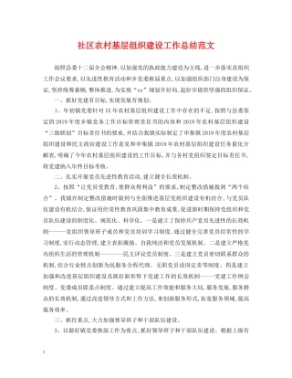 社区农村基层组织建设工作总结范文 