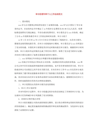 审计经理年终个人工作总结范文