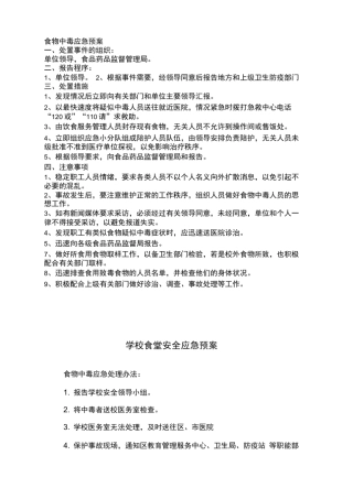 食堂应急预案