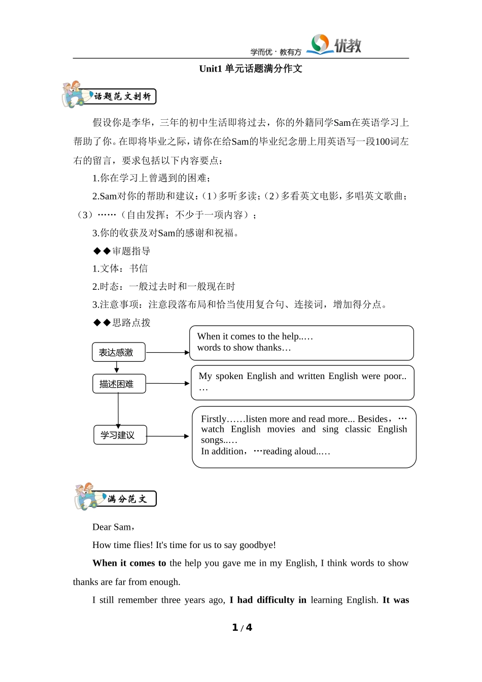 【作文秀】Unit1_单元话题满分作文_第1页