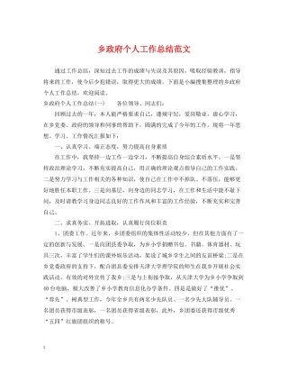 乡政府个人工作总结范文