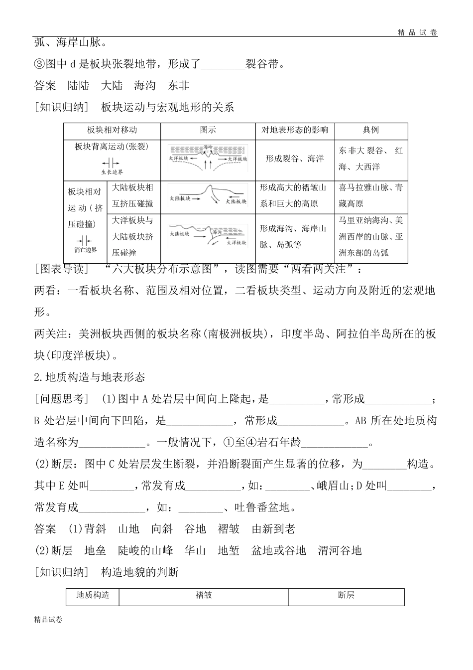 高考地理二轮复习专题二地球表面形态考点5内力作用与地表形态_第2页