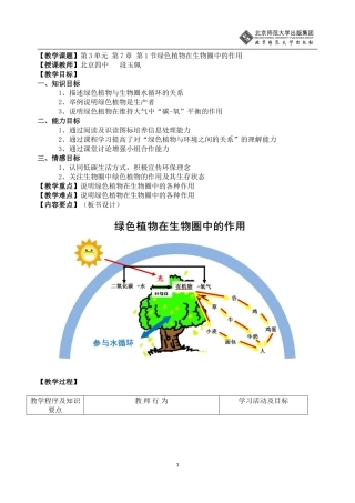 绿色植物在生物圈中的作用
