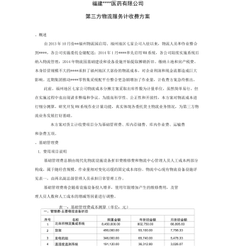第三方物流服务计收费方案2精选