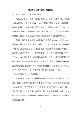铝合金材料的应用领域
