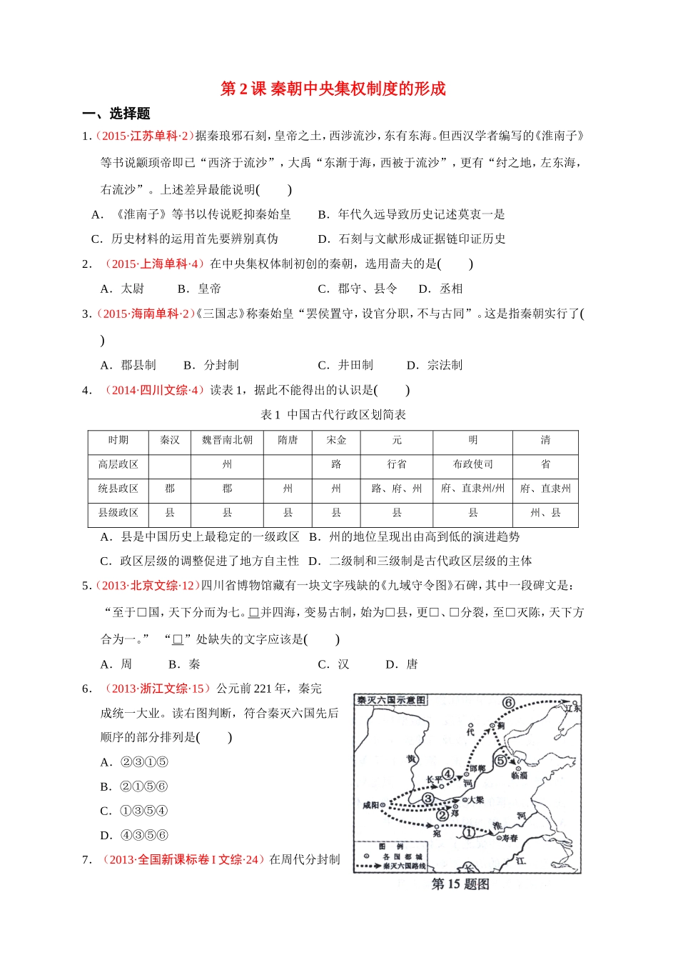 第2课秦朝中央集权制度的形成_第1页