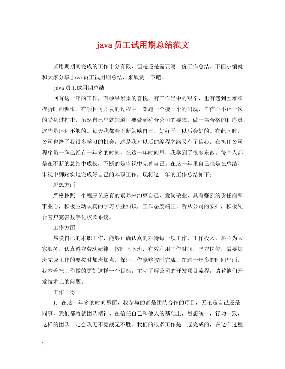 java员工试用期总结范文_第1页