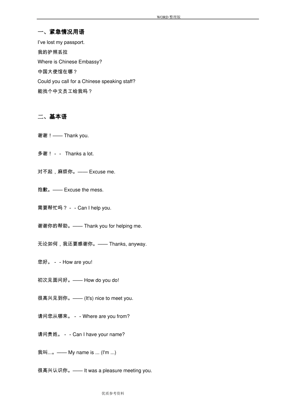 世界最全出国旅游常用英语口语1000句_第2页