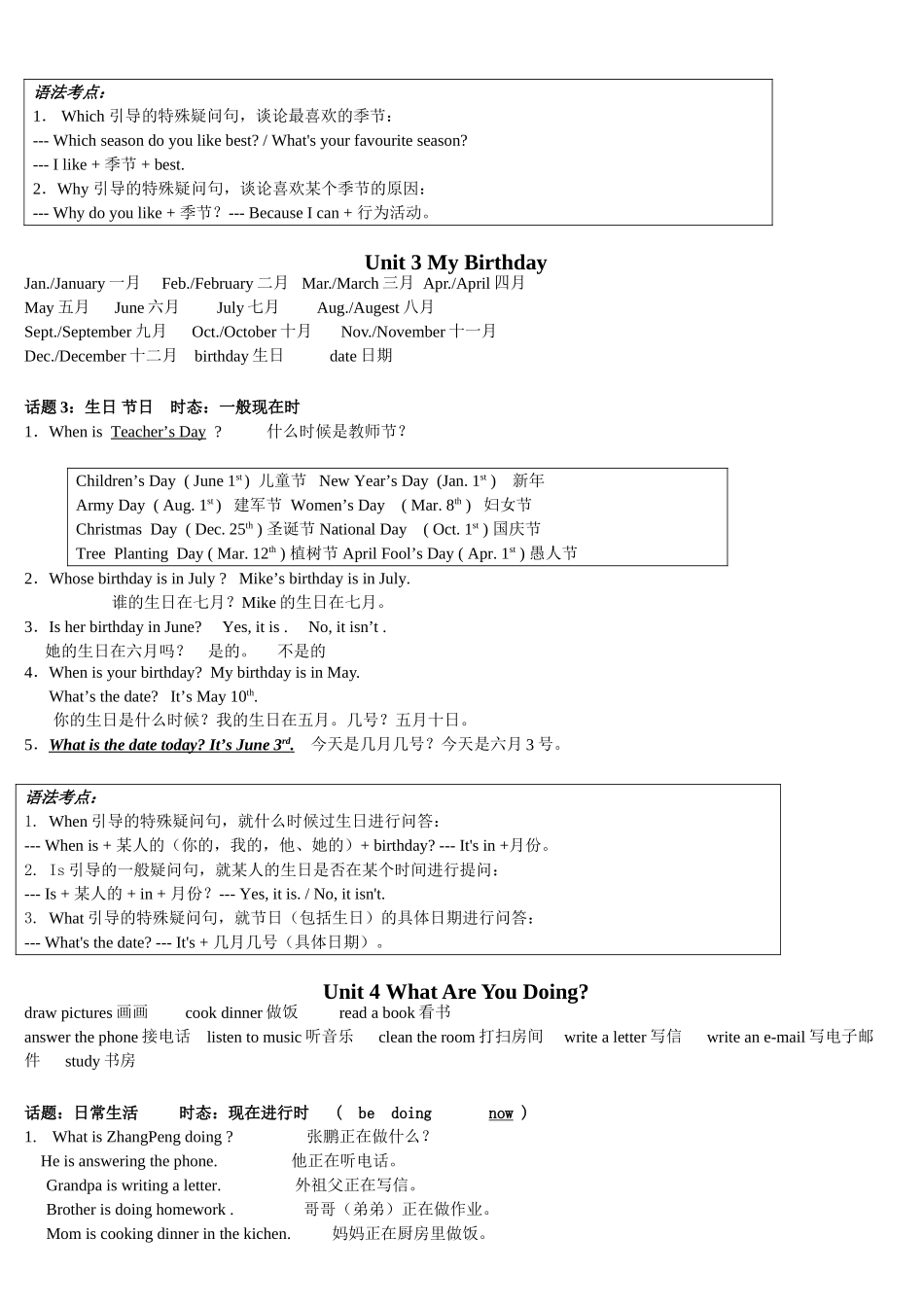 PEP小学英语五年级下册期末总复习知识重点_第2页