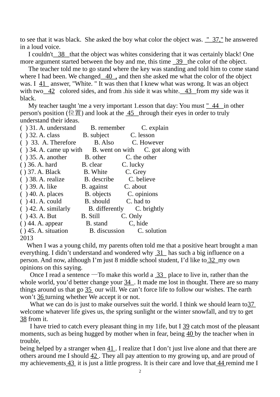 中考完形填空_第2页