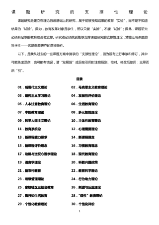 201406课题研究的支撑性理论集锦