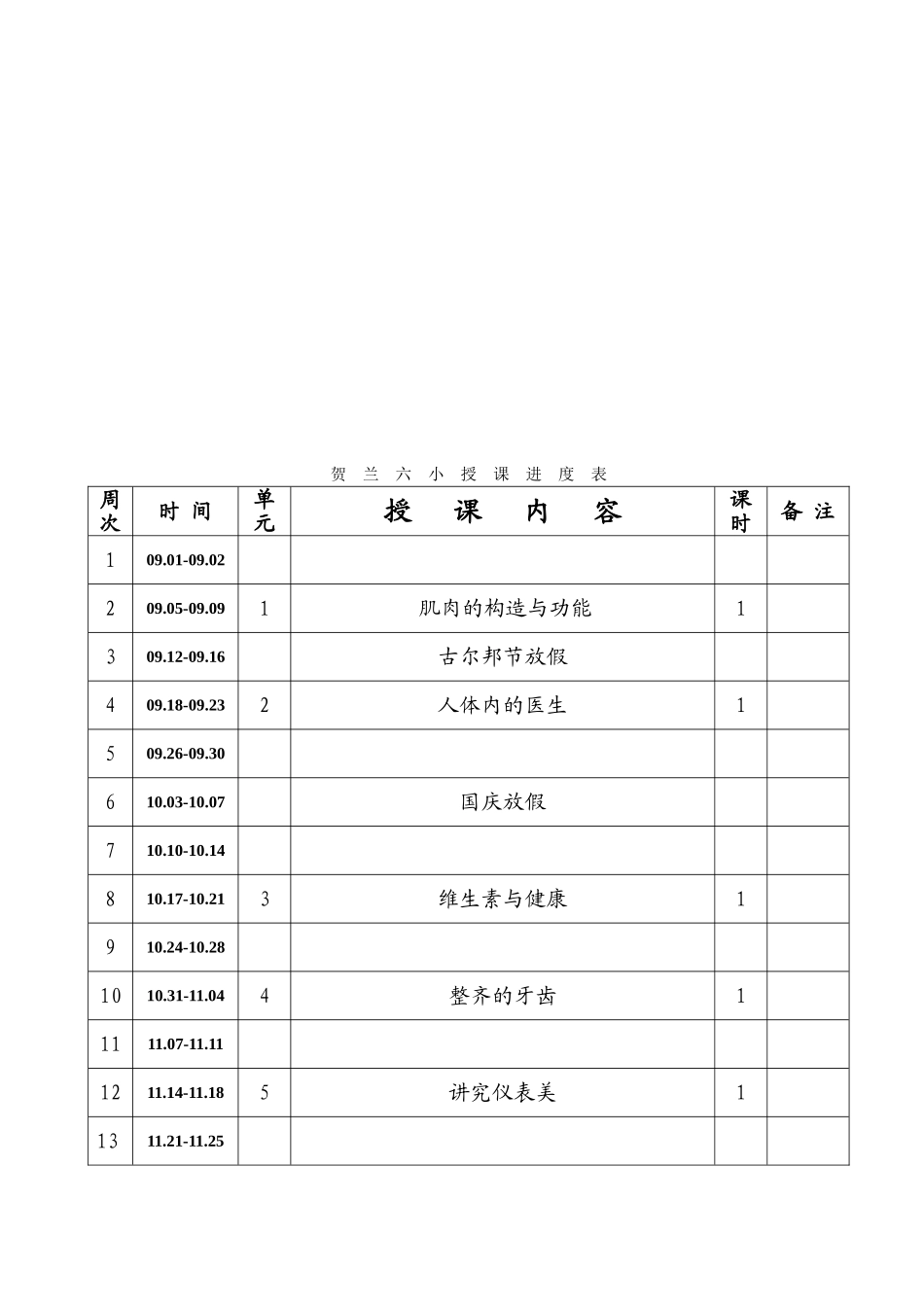 2016-2017六年级第一学期健康教育教学计划_第3页