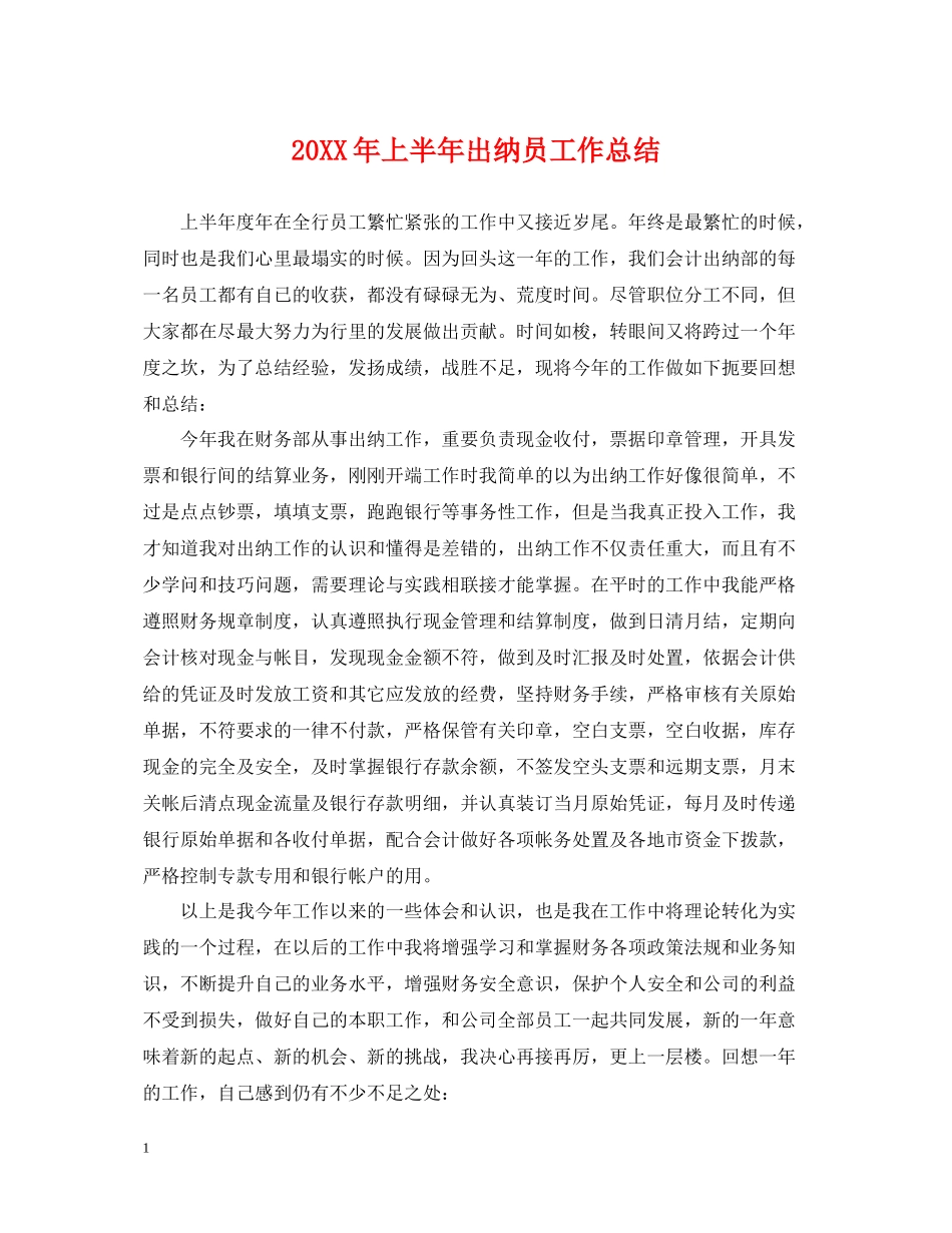 上半年出纳员工作总结_第1页