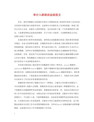 审计入职培训总结范文