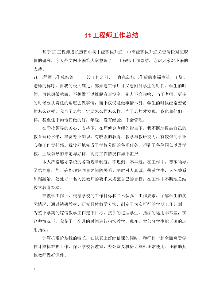it工程师工作总结_第1页
