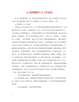 qc试用期的个人工作总结