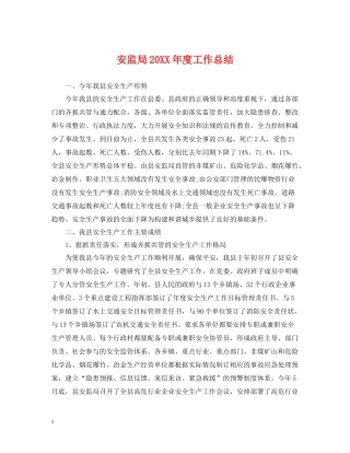 安监局度工作总结2