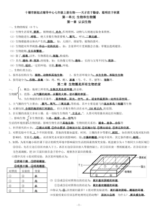 人教版七年级上册生物知识点归纳