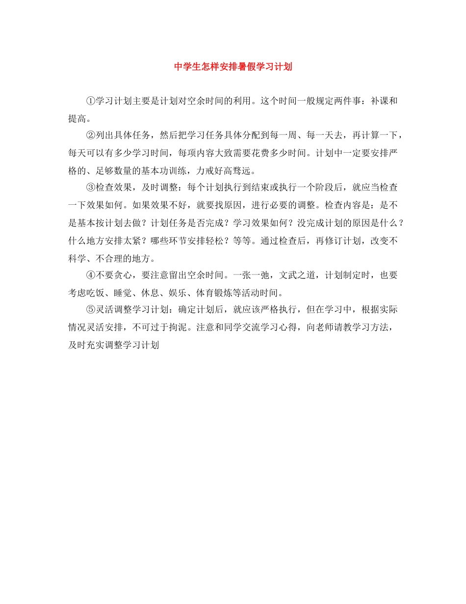 生怎样安排暑假学习计划 _第1页