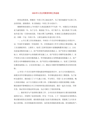 2020年3月公司职员年终工作总结