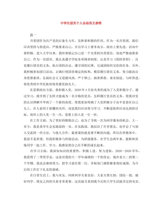 生团员个人总结范文参照 