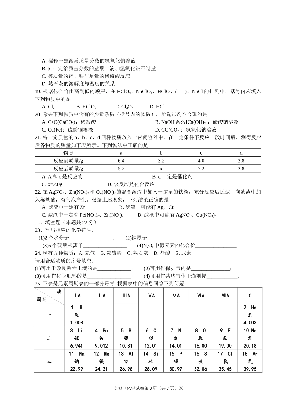 2015年衡阳市初中毕业学业水平考试化学试卷_第3页
